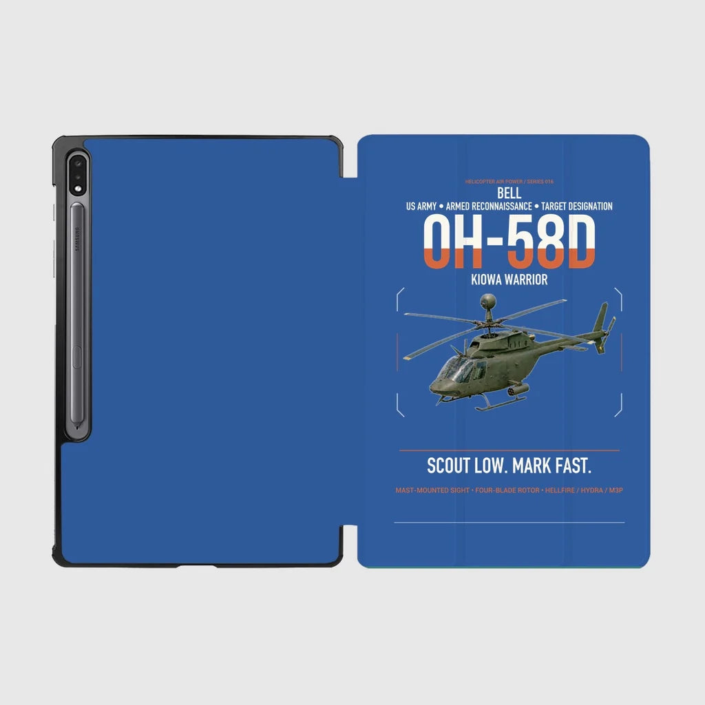 Bell OH-58D Kiowa Warrior design on blue samsung tablet tablet case