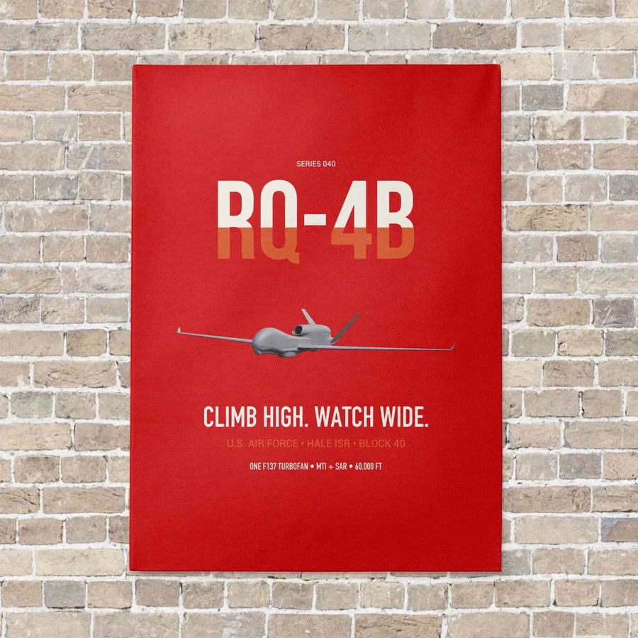 RQ-4B Global Hawk vertical canvas print - no frame - red background