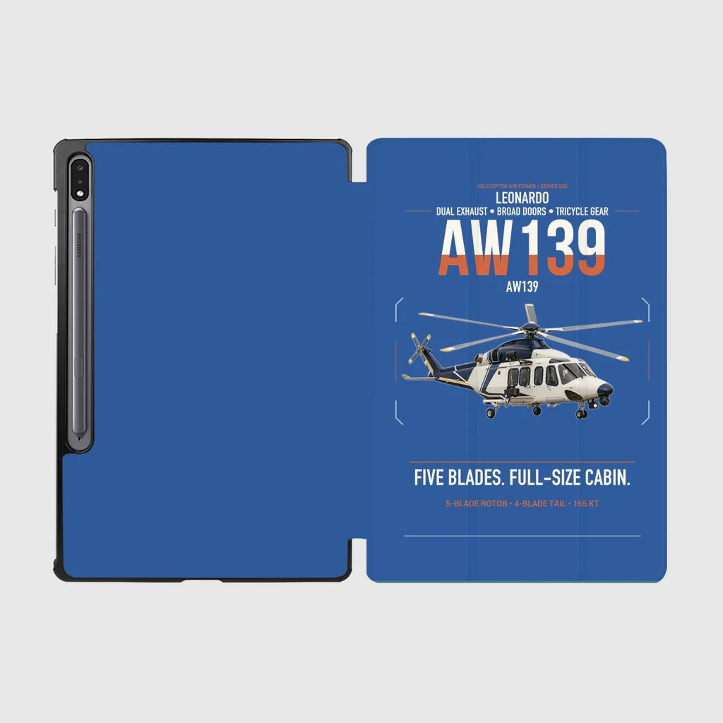 Leonardo AW139 design on blue samsung tablet tablet case