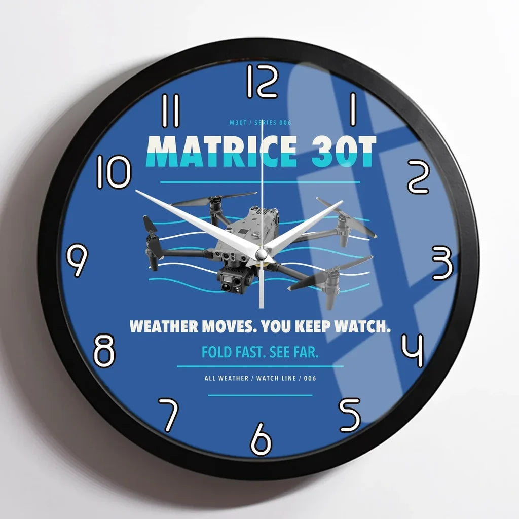 DJI Matrice 30T design on blue framed wall clock