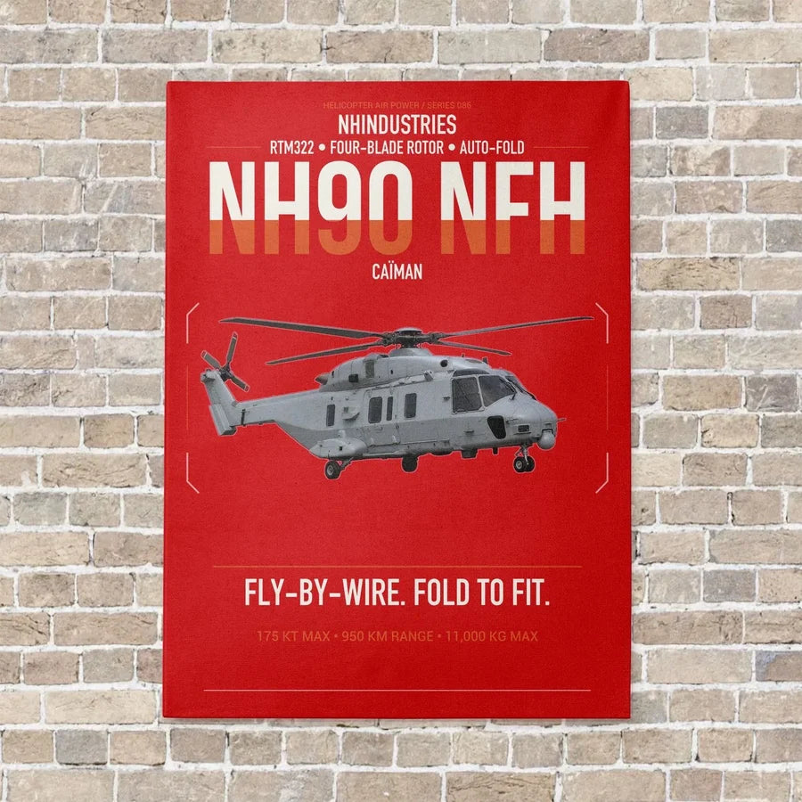 NHIndustries NH90 NFH Caïman vertical canvas print - no frame - red background