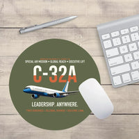 Thumbnail for C-32A Air Force Two Global Reach design on green army round mouse pad