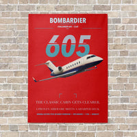 Thumbnail for Bombardier Challenger 605 vertical canvas print - no frame - red background