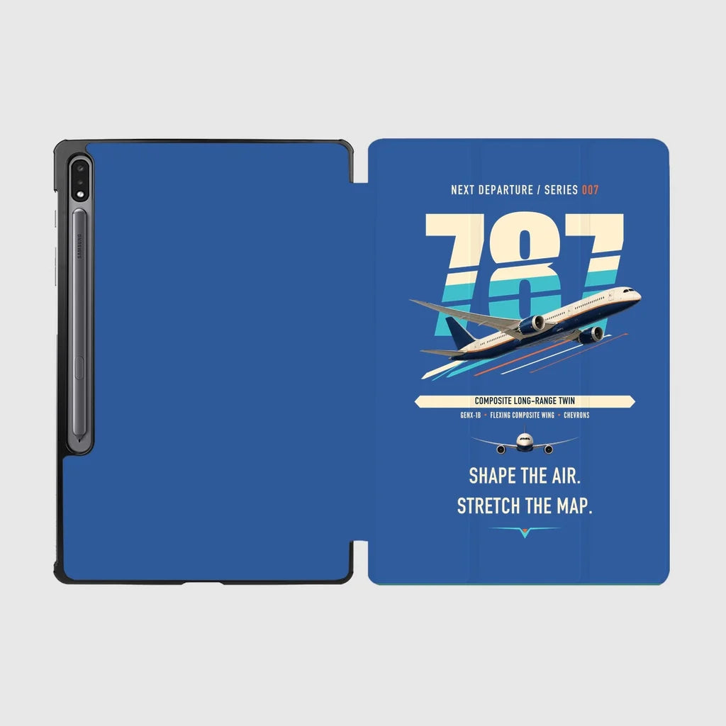 Boeing 787-9 Dreamliner design on blue samsung tablet tablet case