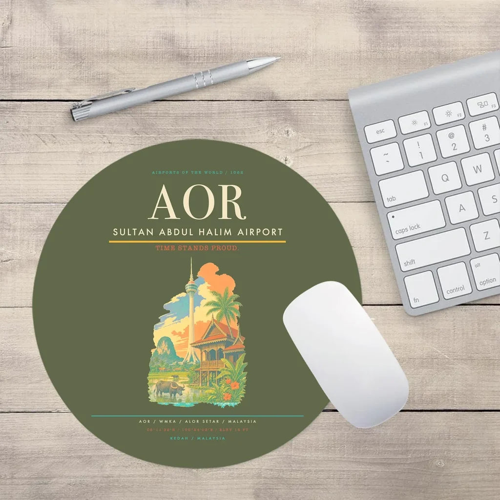 Sultan Abdul Halim Airport (AOR) design on green army round mouse pad