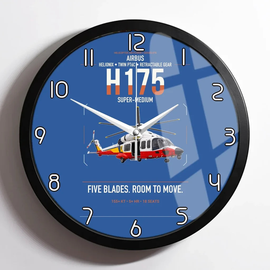 Airbus H175 design on blue framed wall clock