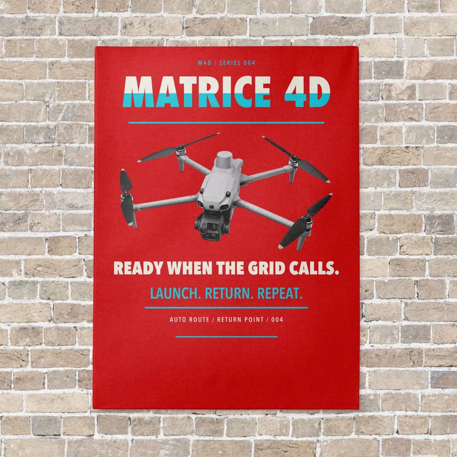 DJI Matrice 4D vertical canvas print - no frame - red background