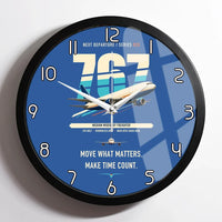 Thumbnail for Boeing 767-300F design on blue framed wall clock