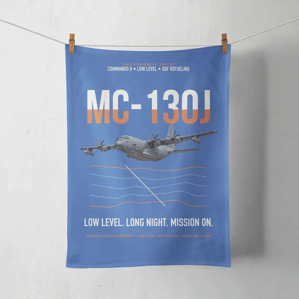 MC-130J COMMANDO II design on blue towel