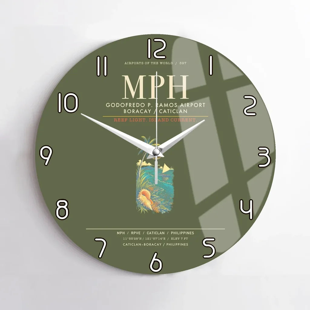 Godofredo P. Ramos Airport Boracay Caticlan MPH Wall-Clock No-Frame - Green Army