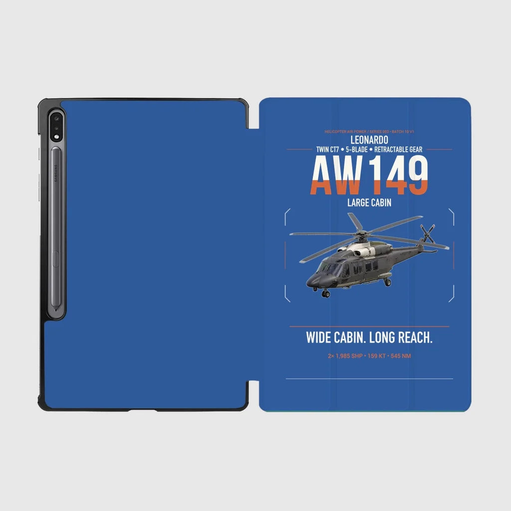 Leonardo AW149 design on blue samsung tablet tablet case