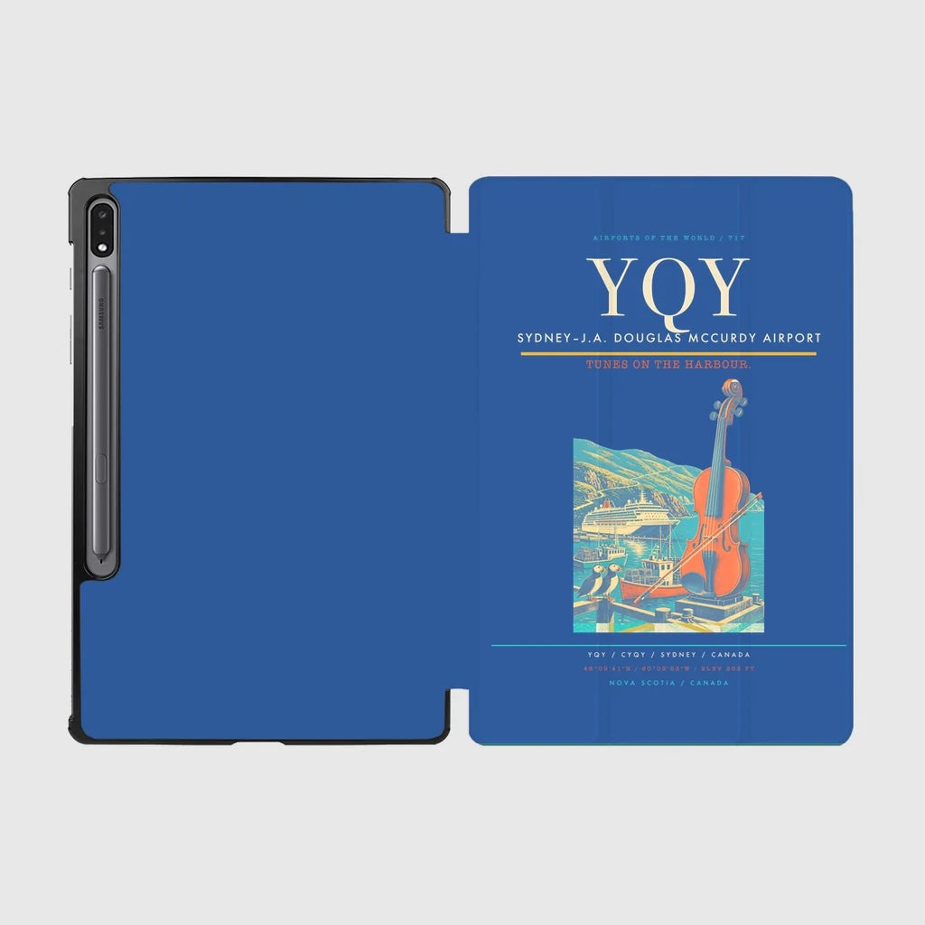 Sydney–J.A. Douglas McCurdy Airport (YQY) design on blue samsung tablet tablet case