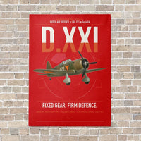 Thumbnail for Fokker D.XXI — Dutch LVA aircraft 221 vertical canvas print - no frame - red background