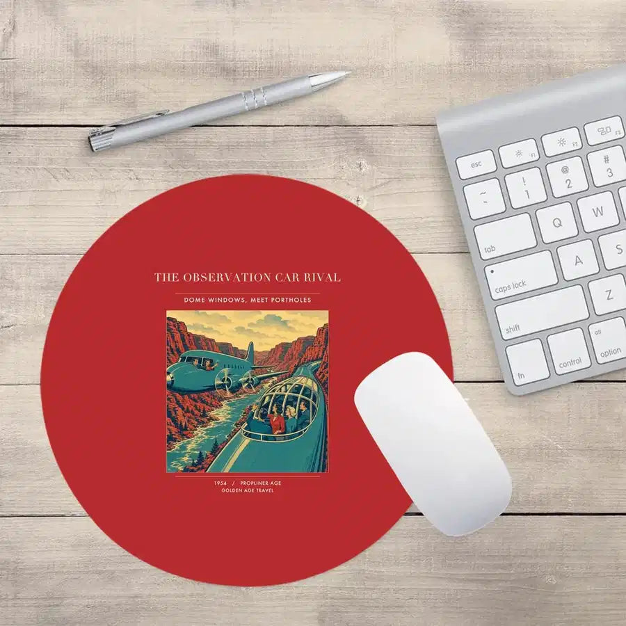 VINTAGE G4493 - The Observation Car Rival - Designed Mouse Pads design on red round