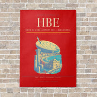 Thumbnail for Borg El Arab Airport HBE — Alexandria vertical canvas print - no frame - red background