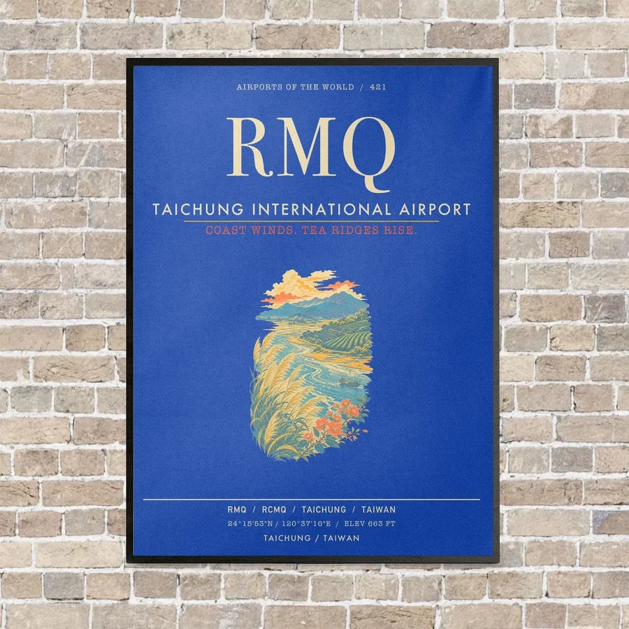 Taichung International Airport RMQ - Canvas Framed - Blue
