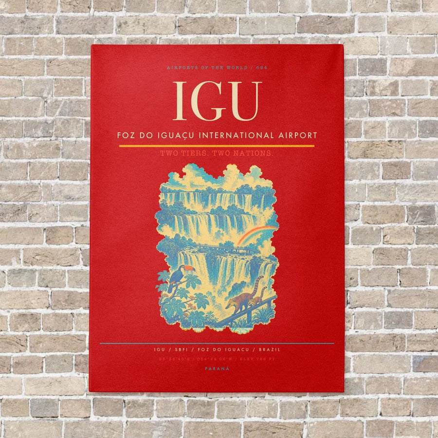 Foz do Iguaçu International Airport IGU vertical canvas print - no frame - red background