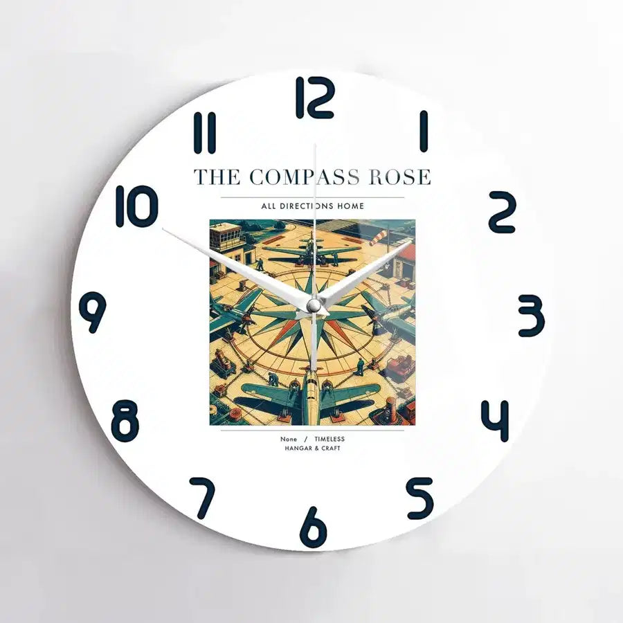 VINTAGE G4139 - The Compass Rose - Designed Wall Clocks design on white no-frame