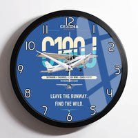 Thumbnail for Cessna 180J Skywagon design on blue framed wall clock