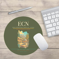 Thumbnail for Ercan International Airport (ECN) design on green army round mouse pad