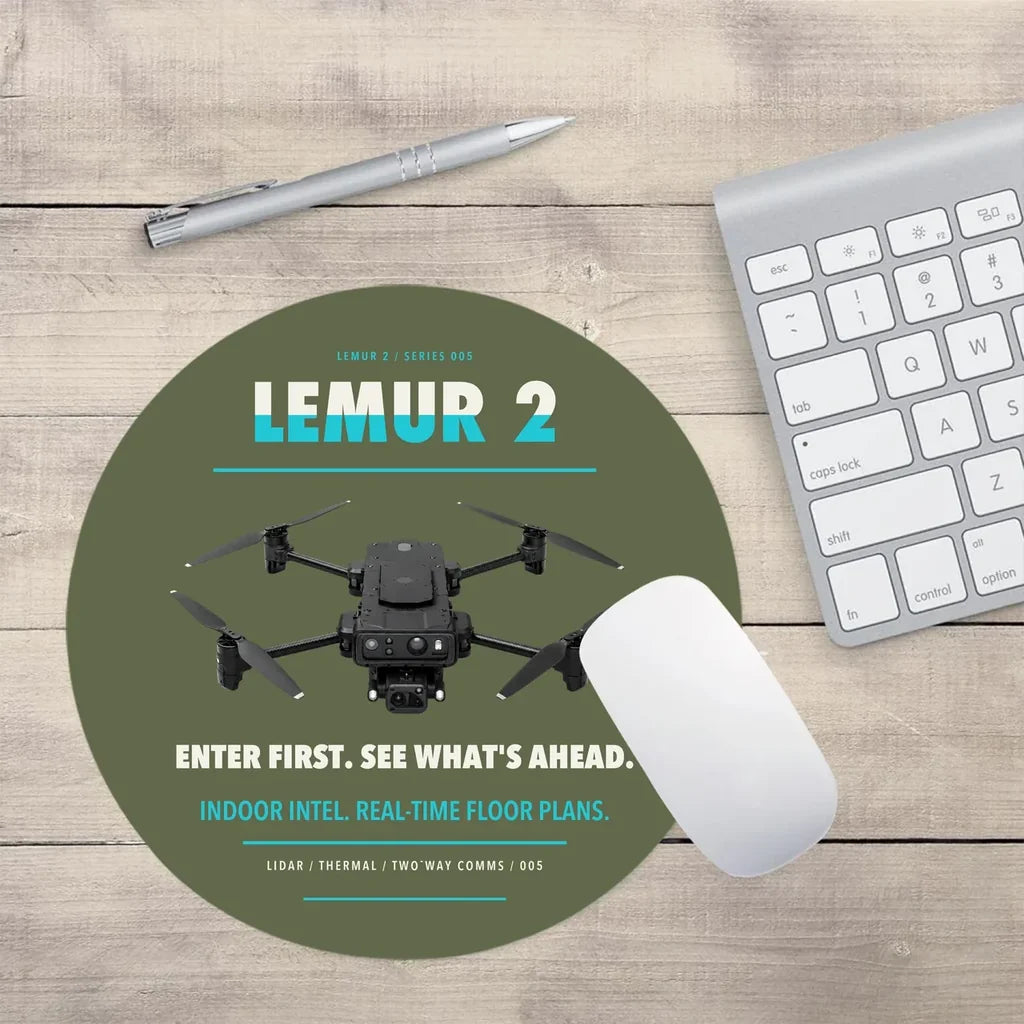 BRINC LEMUR 2 design on green army round mouse pad