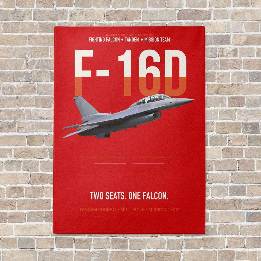 F-16D Fighting Falcon Two Seats One Falcon vertical canvas print - no frame - red background