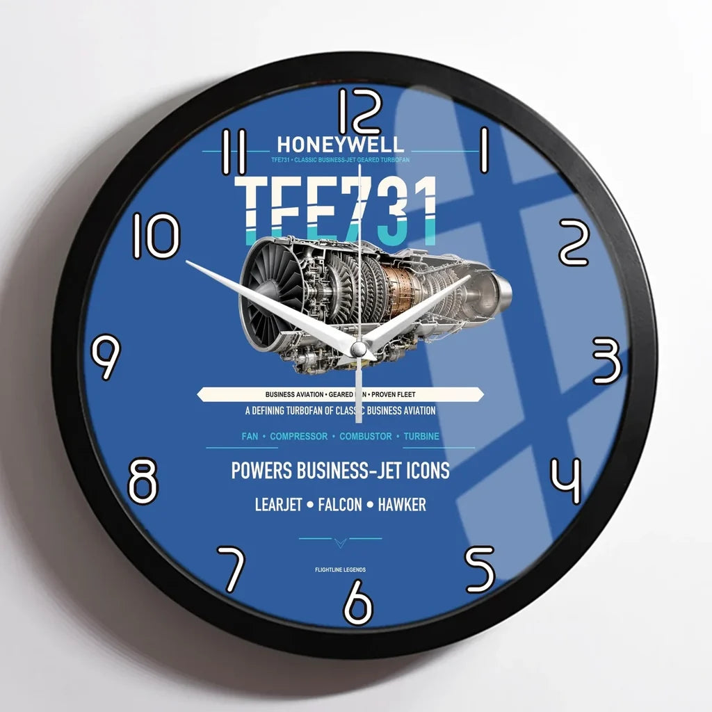 TFE731 design on blue framed wall clock