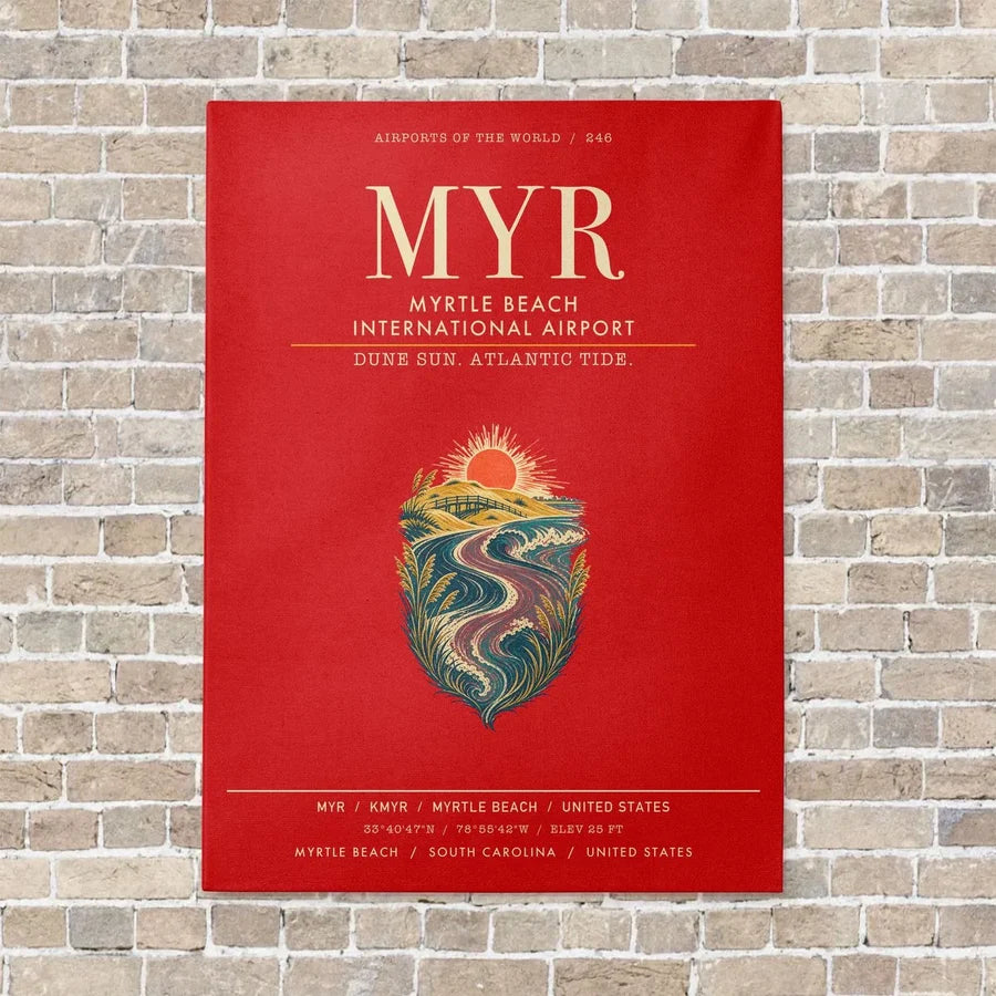 Myrtle Beach International Airport MYR vertical canvas print - no frame - red background