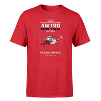 Thumbnail for Leonardo AW189 design on red t-shirt, single-side print