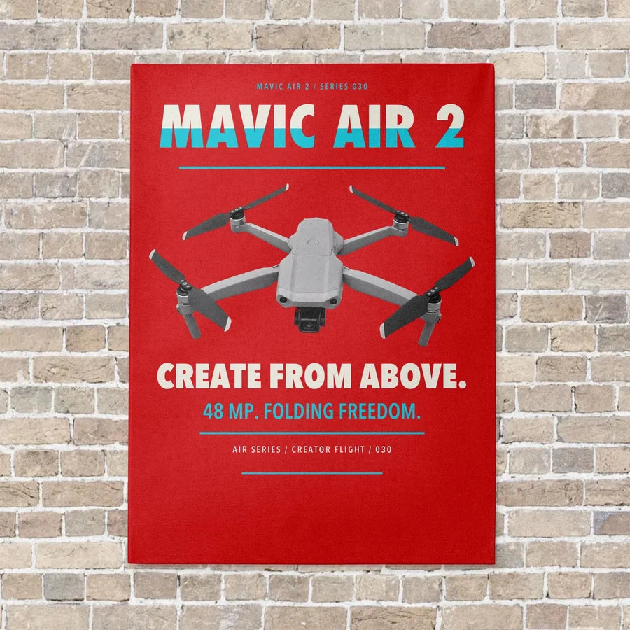 DJI Mavic Air 2 vertical canvas print - no frame - red background