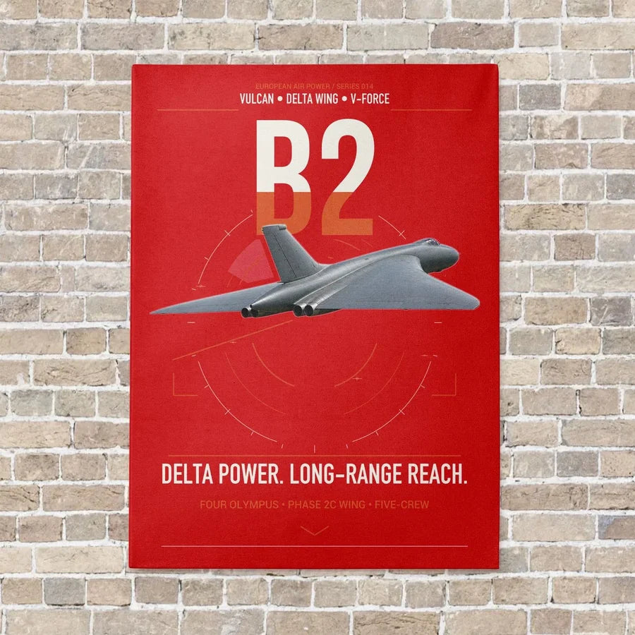 Avro Vulcan B2 vertical canvas print - no frame - red background