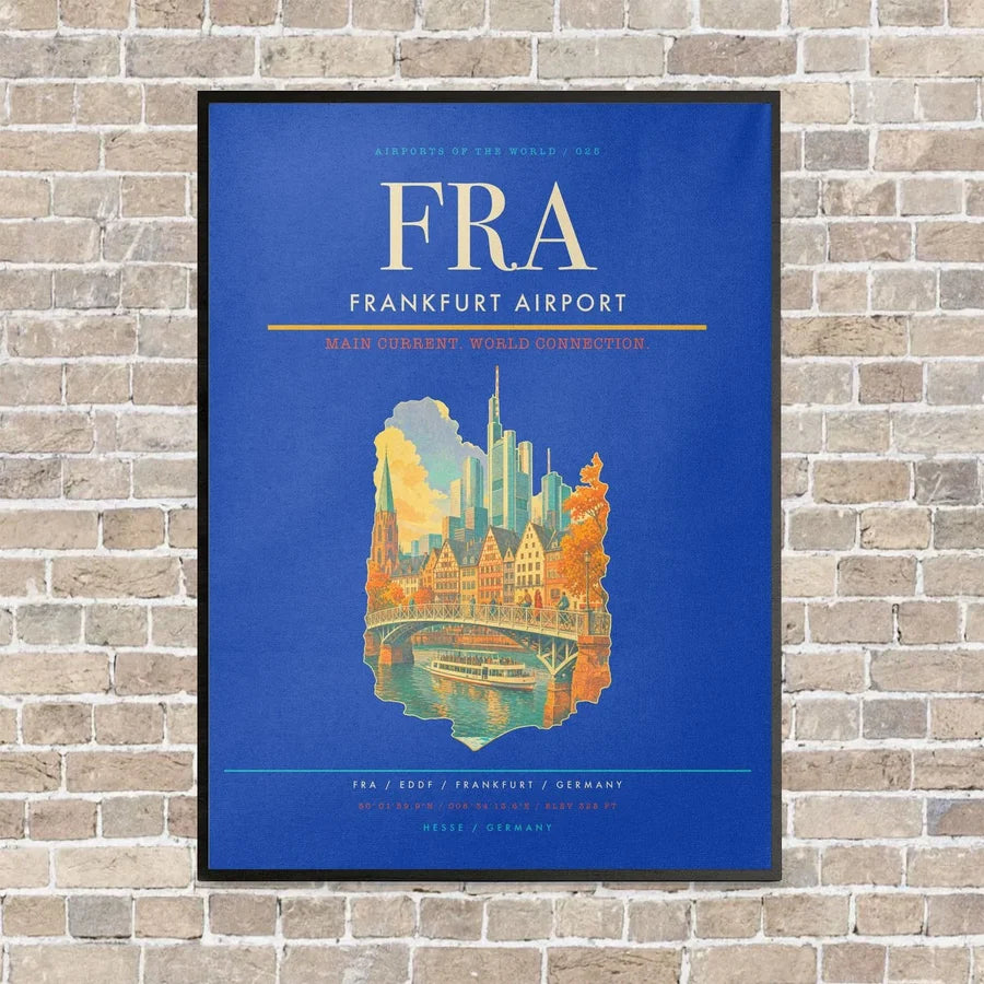Frankfurt Airport FRA - Canvas Framed - Blue