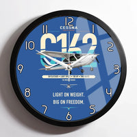 Thumbnail for Cessna 162 Skycatcher design on blue framed wall clock