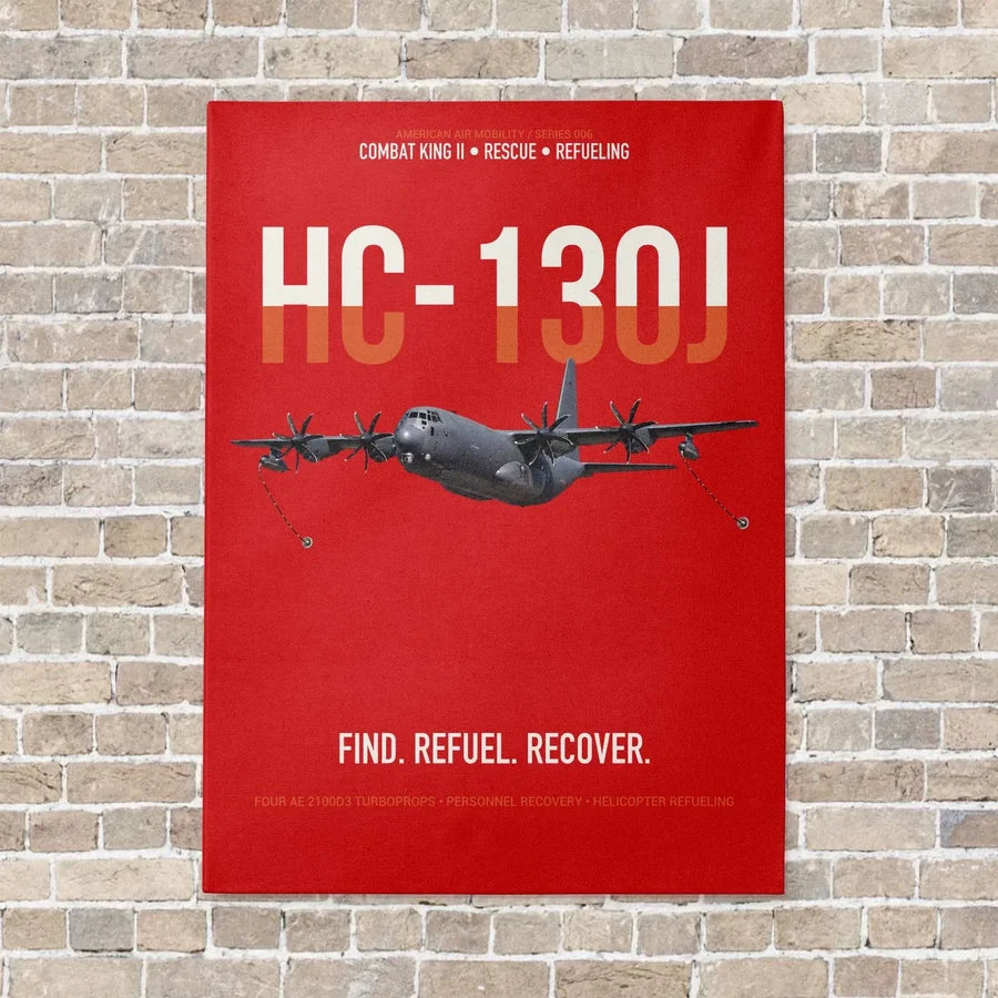 HC-130J COMBAT KING II vertical canvas print - no frame - red background