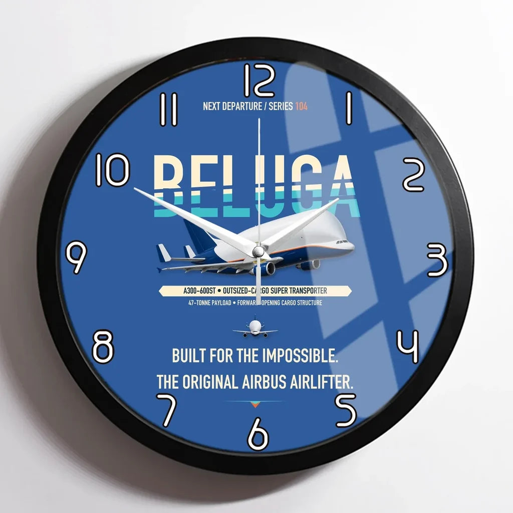 Airbus A300-600ST BelugaST design on blue framed wall clock
