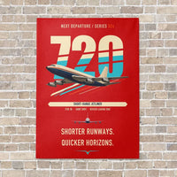 Thumbnail for Boeing 720B vertical canvas print - no frame - red background