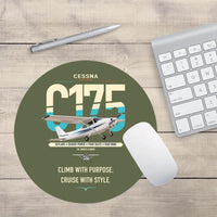 Thumbnail for Cessna 175 Skylark design on green army round mouse pad