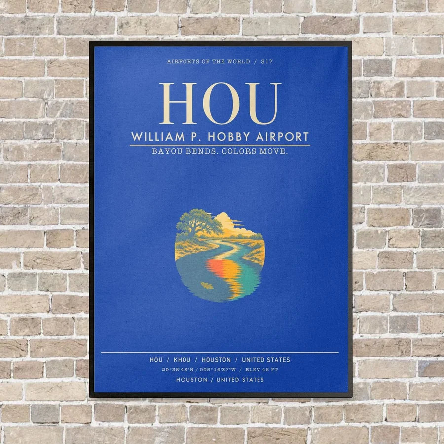 William P. Hobby Airport HOU - Canvas Framed - Blue