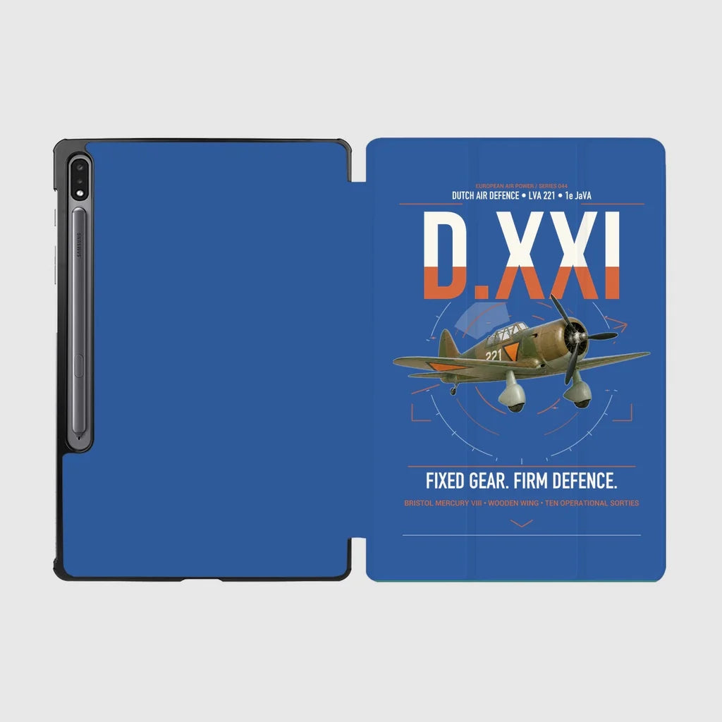 Fokker D.XXI — Dutch LVA aircraft 221 design on blue samsung tablet tablet case