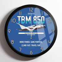 Thumbnail for Socata TBM 850 design on blue framed wall clock