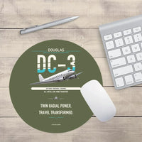 Thumbnail for Douglas DC-3 design on green army round mouse pad