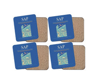 Thumbnail for Ramón Villeda Morales International Airport (SAP) design on blue 4 pieces set coaster