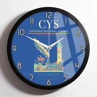 Thumbnail for Cheyenne Regional Airport (CYS) design on blue framed wall clock