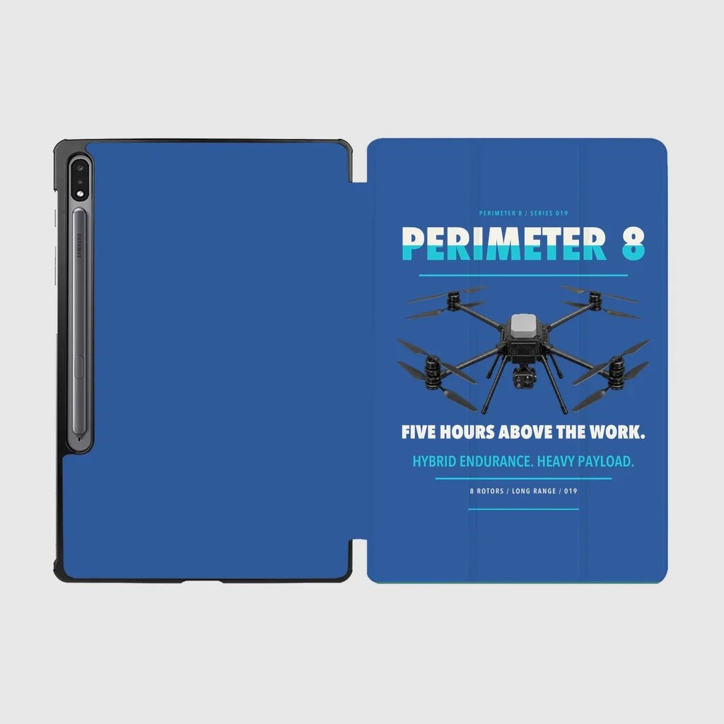 Skyfront Perimeter 8 design on blue samsung tablet tablet case