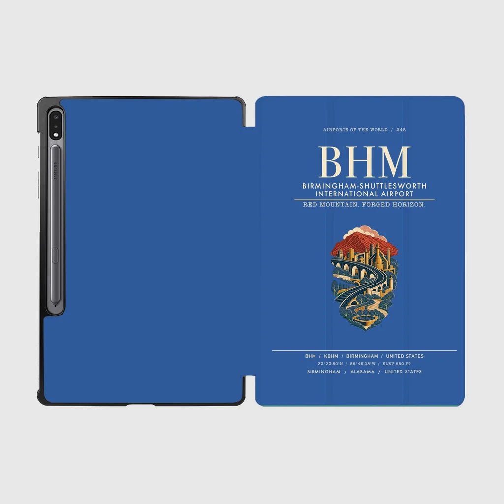 Birmingham-Shuttlesworth International Airport (BHM) design on blue samsung tablet tablet case