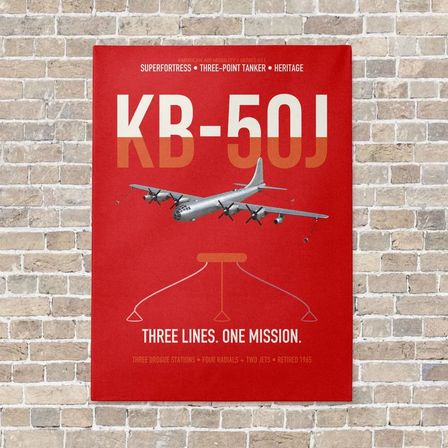 KB-50J Superfortress vertical canvas print - no frame - red background