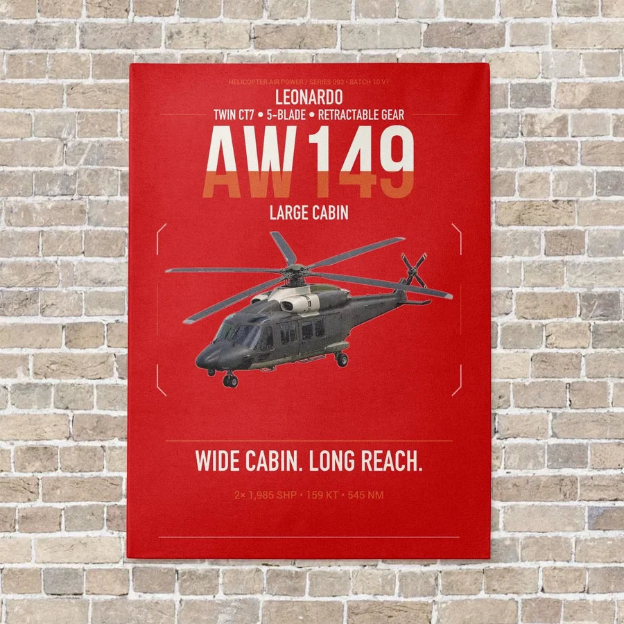 Leonardo AW149 vertical canvas print - no frame - red background