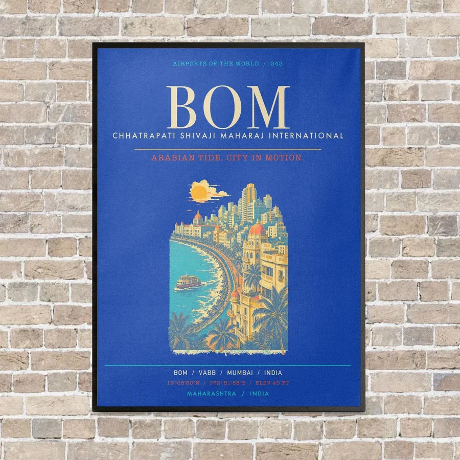 Chhatrapati Shivaji Maharaj International Airport Mumbai BOM - Canvas Framed - Blue