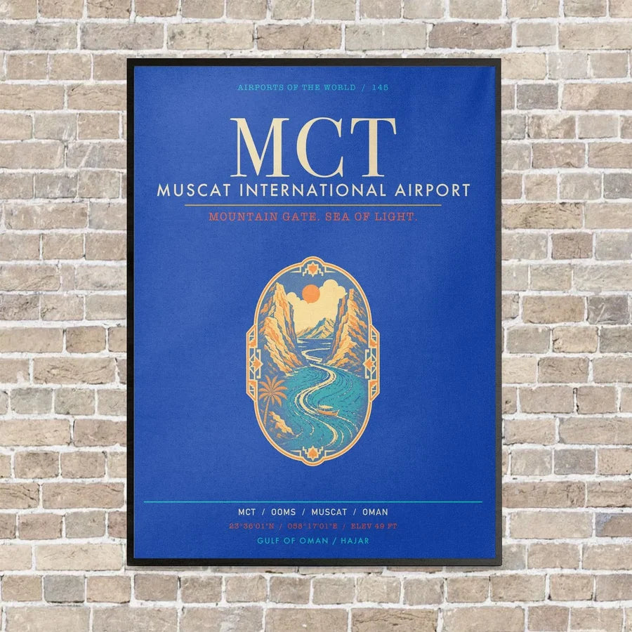 Muscat International Airport MCT - Canvas Framed - Blue