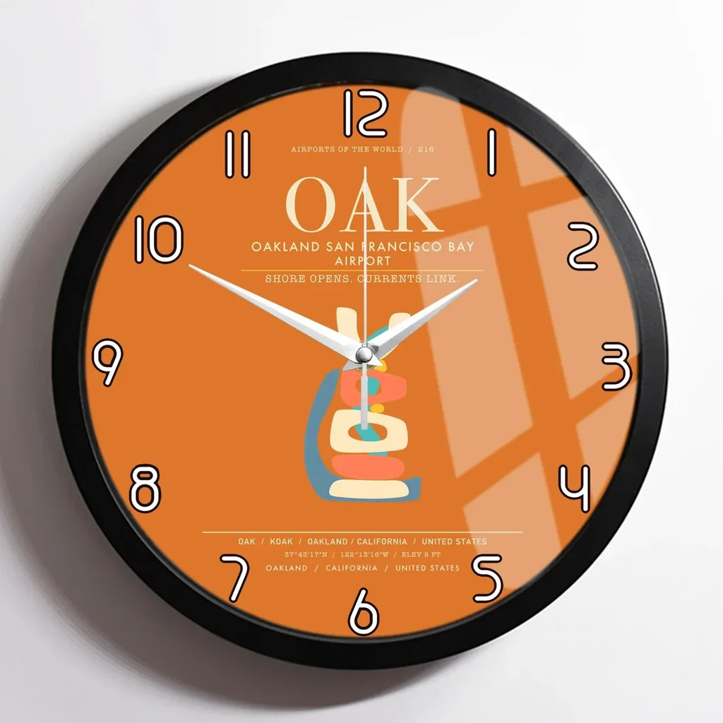 Oakland San Francisco Bay Airport OAK Wall-Clock Framed - Orange